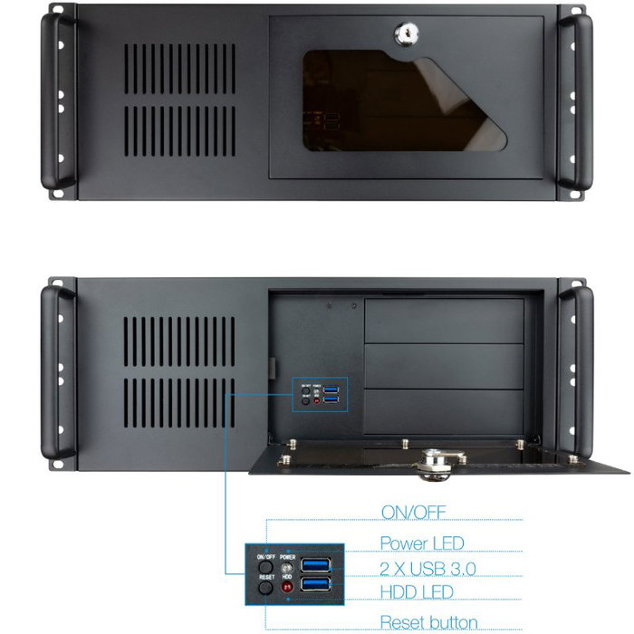 Tooq RACK-406N-USB3 Caja Rack 4U 19 pulgadas Negro